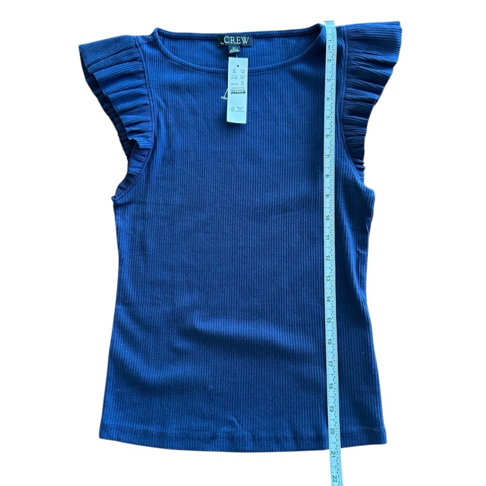 NEW‎ J. CREW Vintage rib ruffle boatneck tank top in navy blue Size XS - Picture 6 of 8